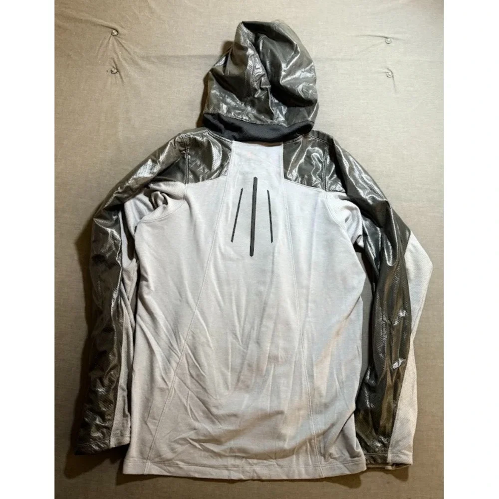 Jordan Training Fitted‎ Jacket Mens L Gray Pullover 1/4 Zip Long Sleeve Hooded
